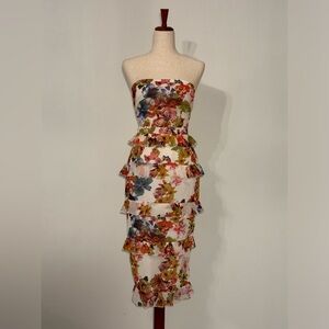 Pretty Little Thing Floral Tiered Ruffle Midi Dress